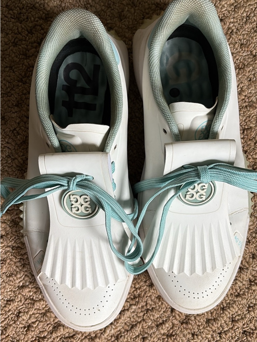 G/FORE White and Mint Lace-Up Women's Golf Sneakers size 8.5